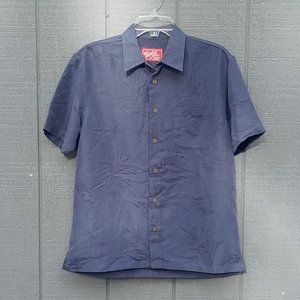 Woods Retro Lounge Short Sleeved Shirt Mens Size Medium Blue Button up Extra But